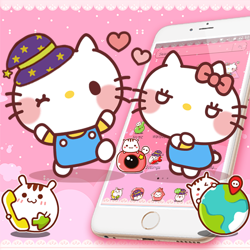 Pink Cute Kawaii Cat Lovely Theme