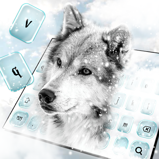 White Snow Wolf Keyboard Theme